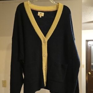 Sundry Navy and Cream Cardigan Sweater